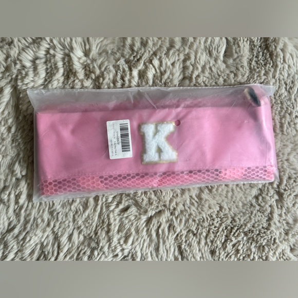 🆕 Pink Mesh Beach Bag Initial K - Picture 6 of 11